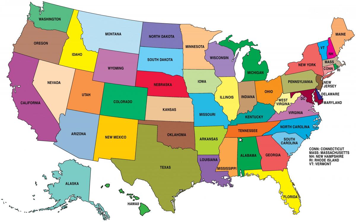 خريطة كبيرة من الولايات المتحدة الأمريكية