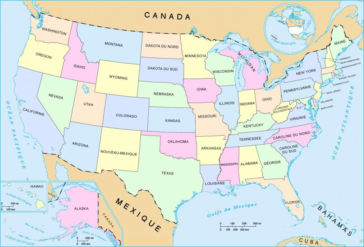 شمال الولايات المتحدة الأمريكية خريطة