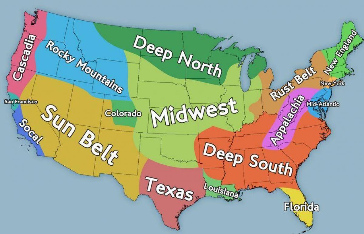 الولايات المتحدة الأمريكية خريطة المناطق