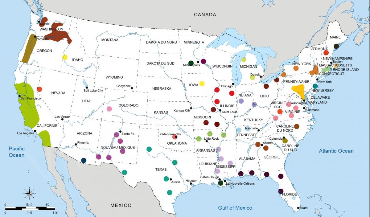 الولايات المتحدة الأمريكية خريطة كروم العنب